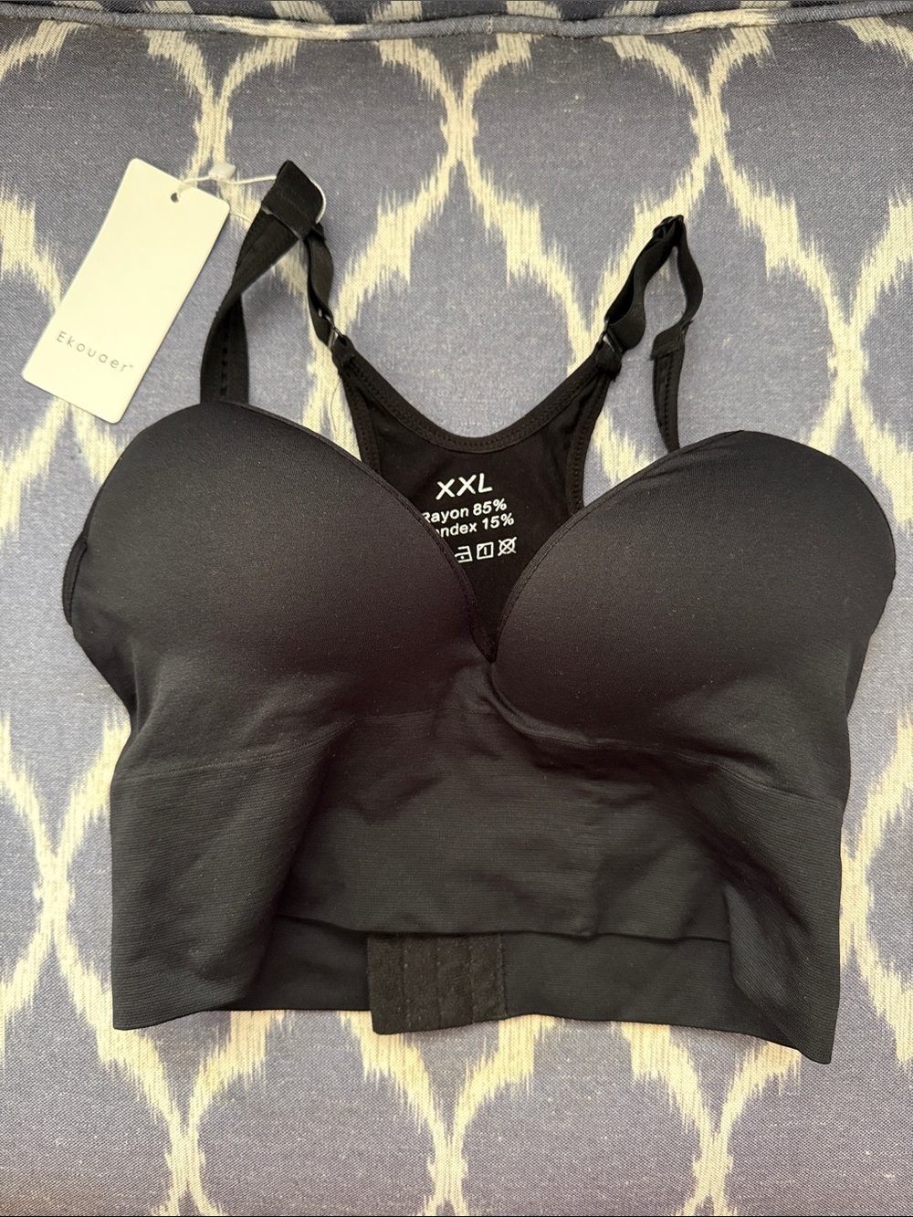 Ekouaer Black Padded Bralette Tank - XXL